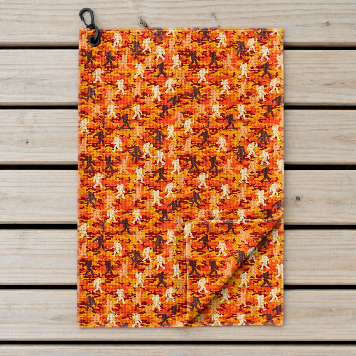 Camouflage Bigfoot Golf Towel - Laid Flat