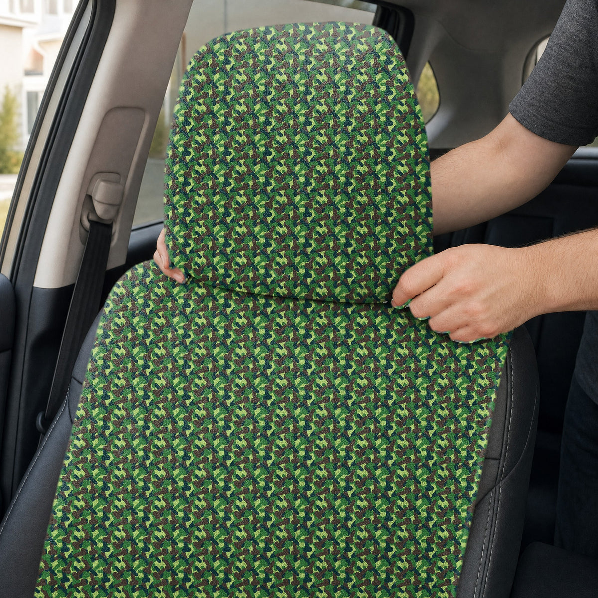 Camouflage Full-Size Towel & Car Seat Cover - Headrest Pocket