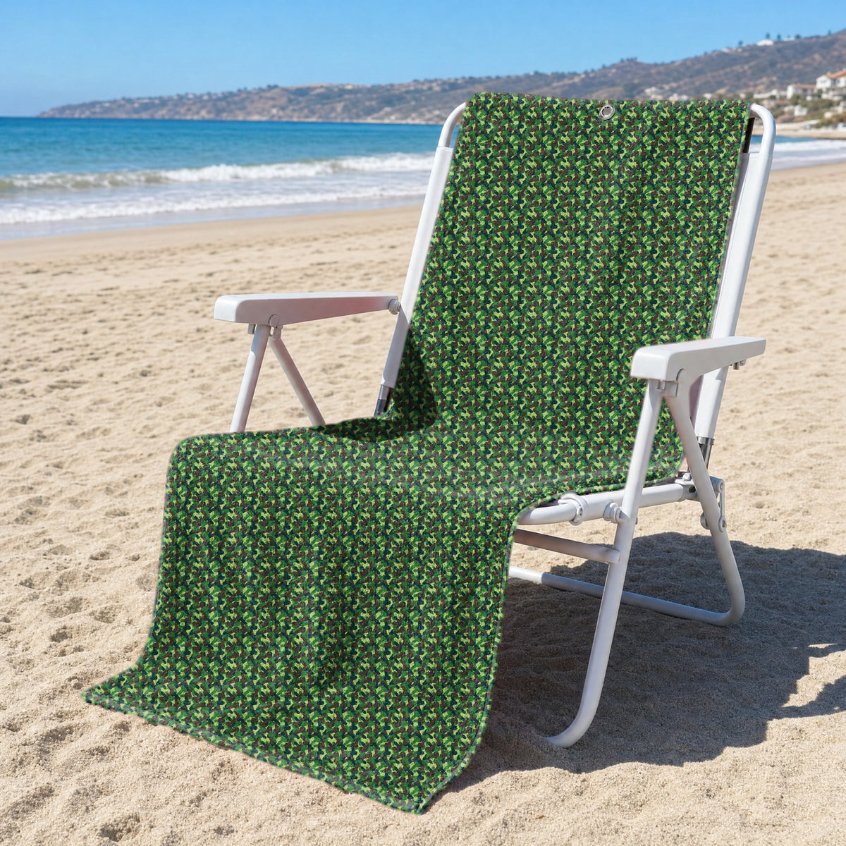 Camouflage Full-Size Towel & Car Seat Cover - On a Beach Chair