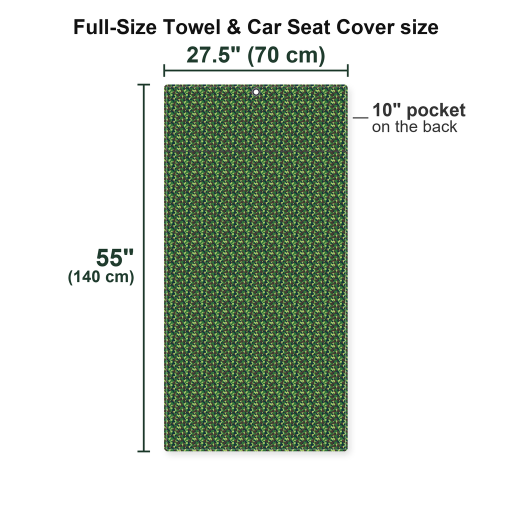 Camouflage Full-Size Towel & Car Seat Cover - Size Chart