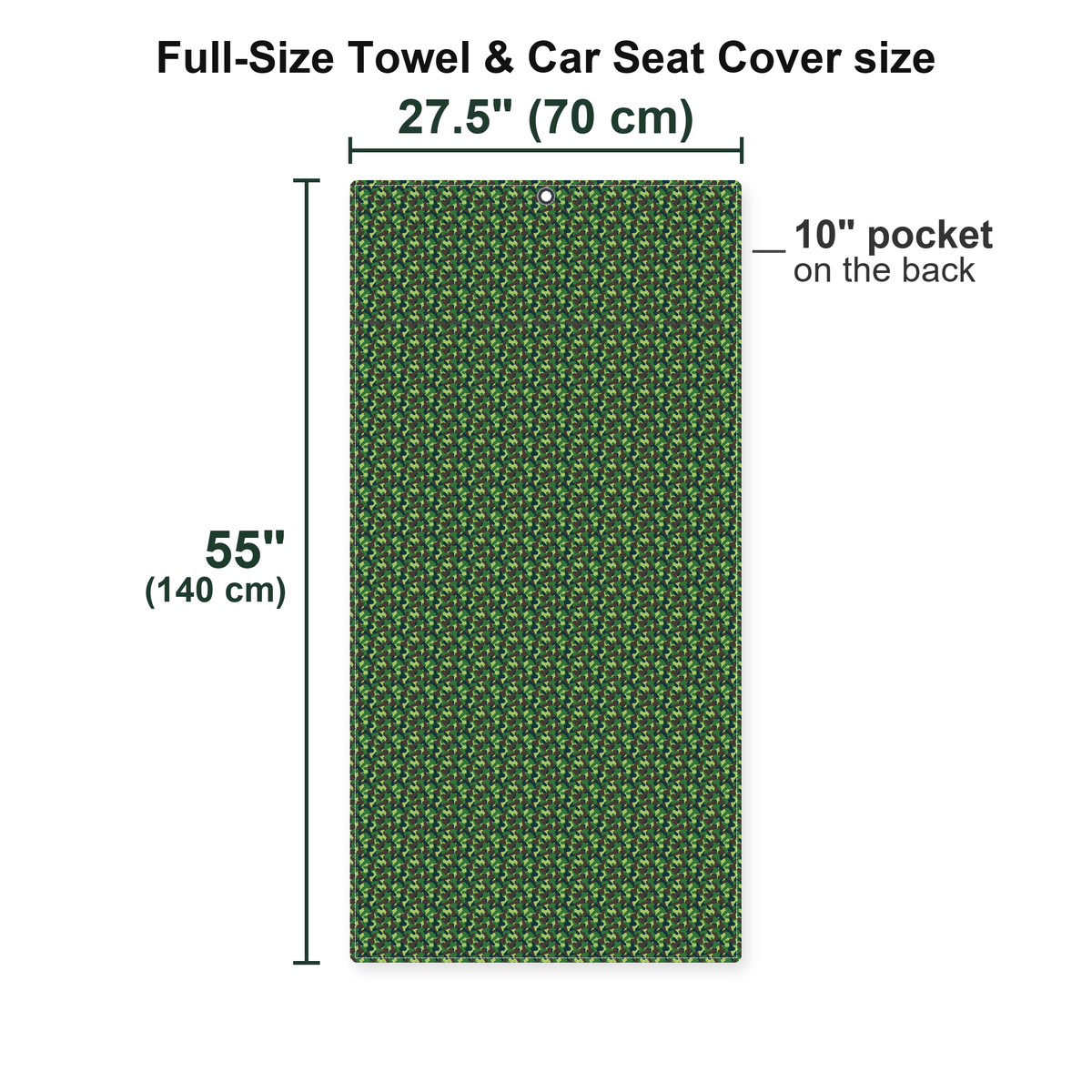 Camouflage Full-Size Towel & Car Seat Cover - Size Chart