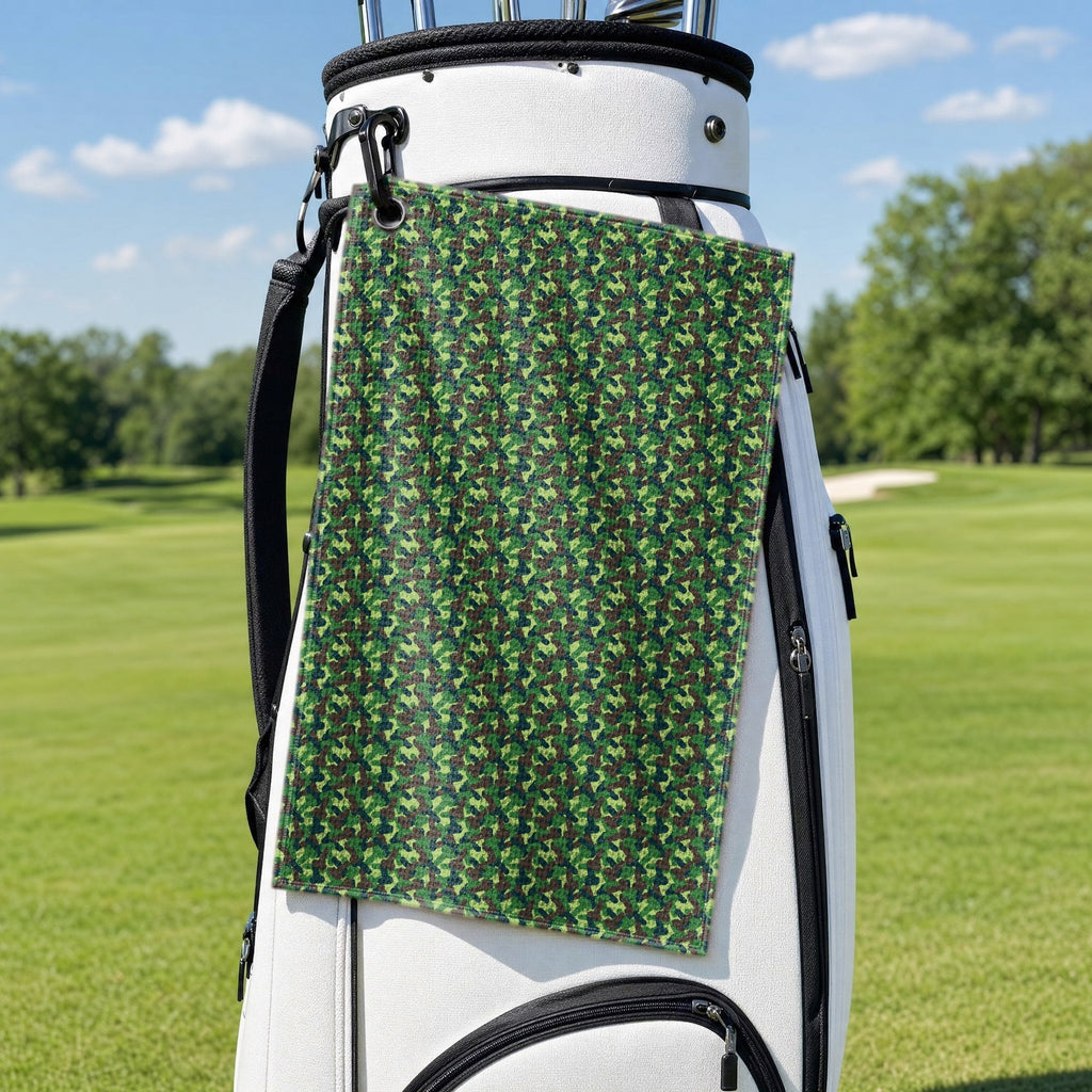 Camouflage Golf Towel - Hanging on a Golf Bag