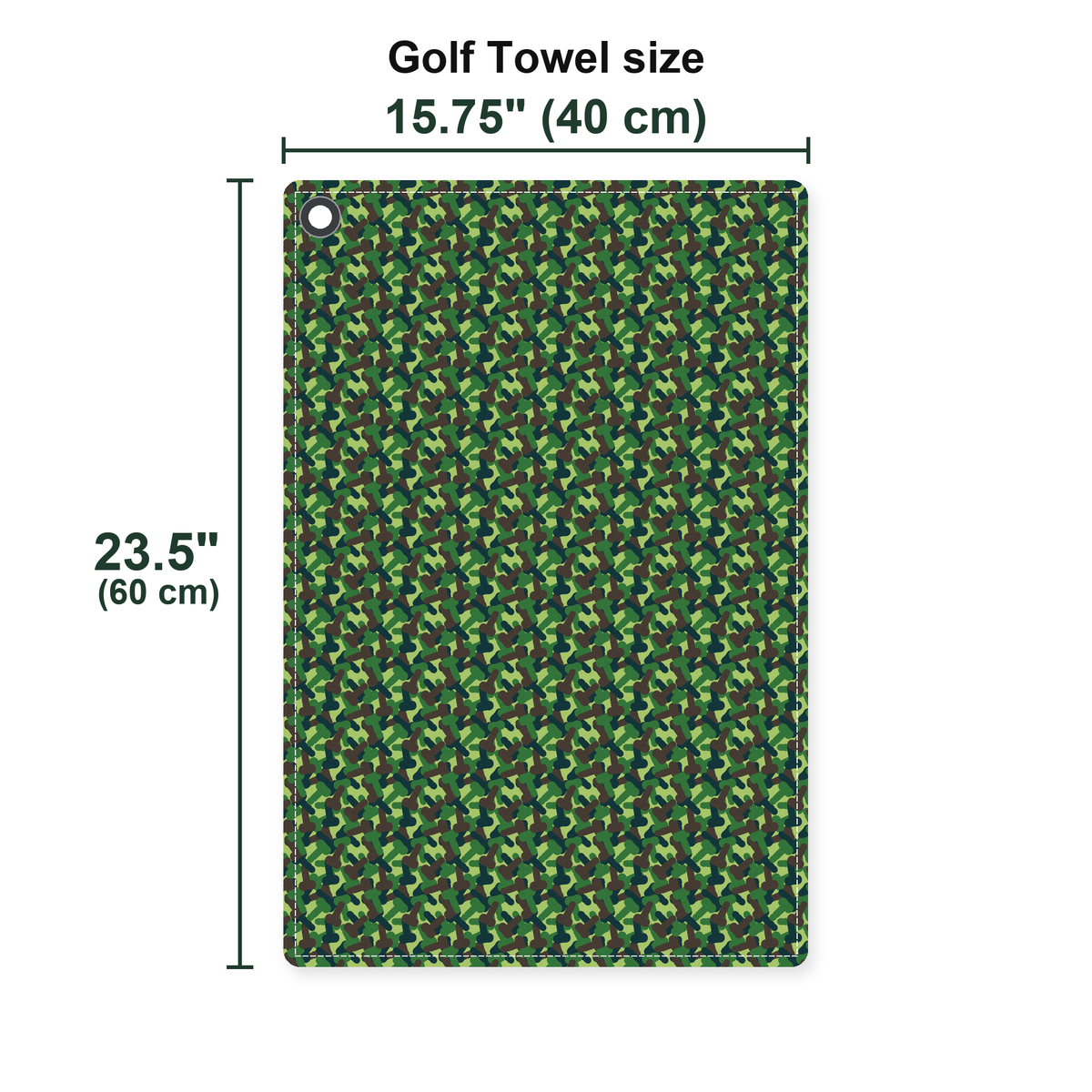 Camouflage Golf Towel - Size Chart