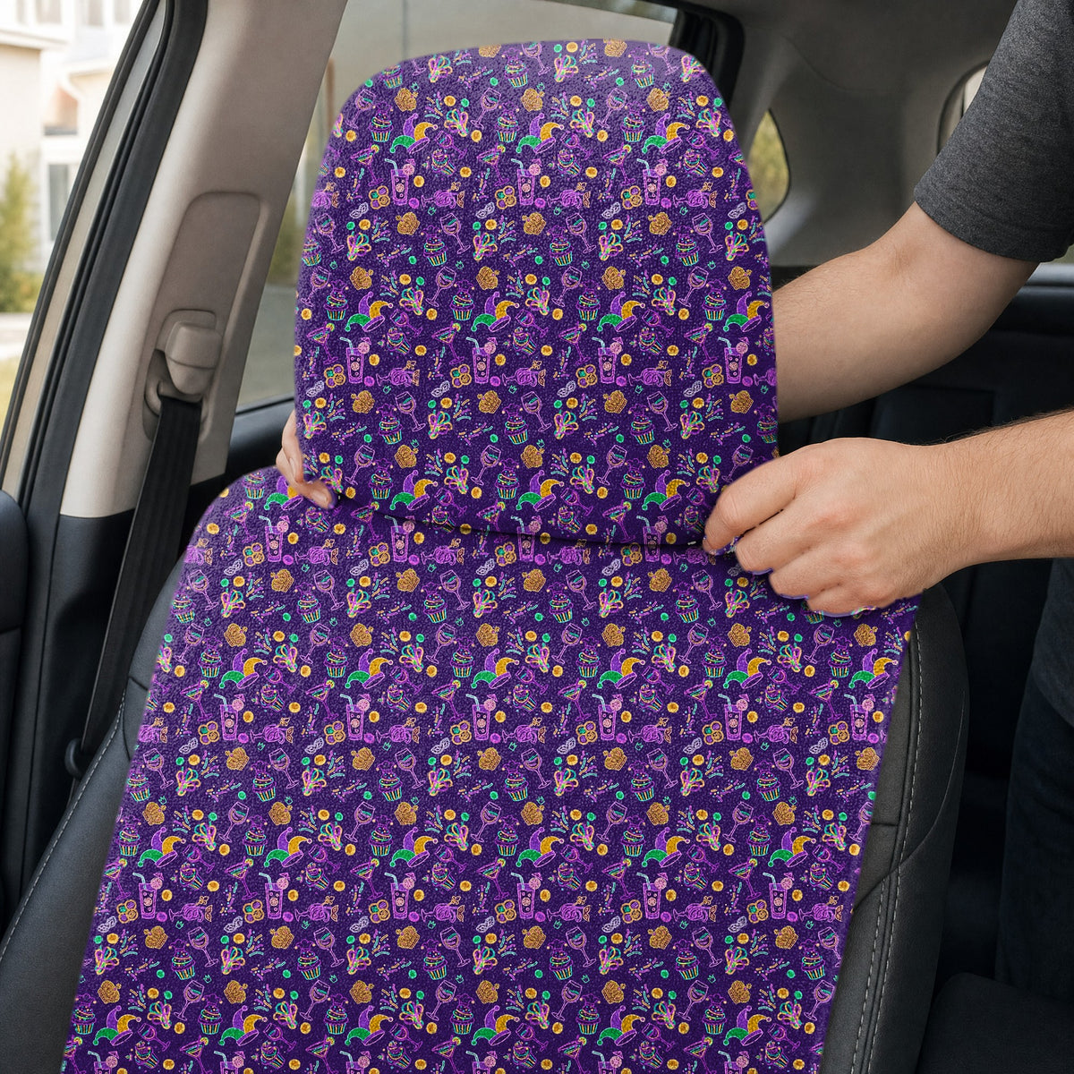 Carnival Glow Full-Size Towel & Car Seat Cover - Headrest Pocket
