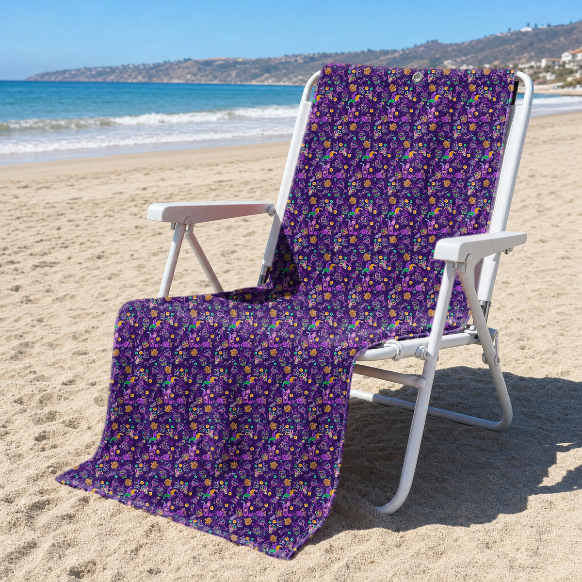 Carnival Glow Full-Size Towel & Car Seat Cover - On a Beach Chair