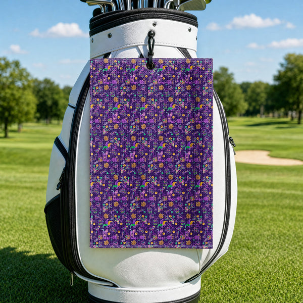 Carnival Glow Golf Towel - Hanging on a Golf Bag