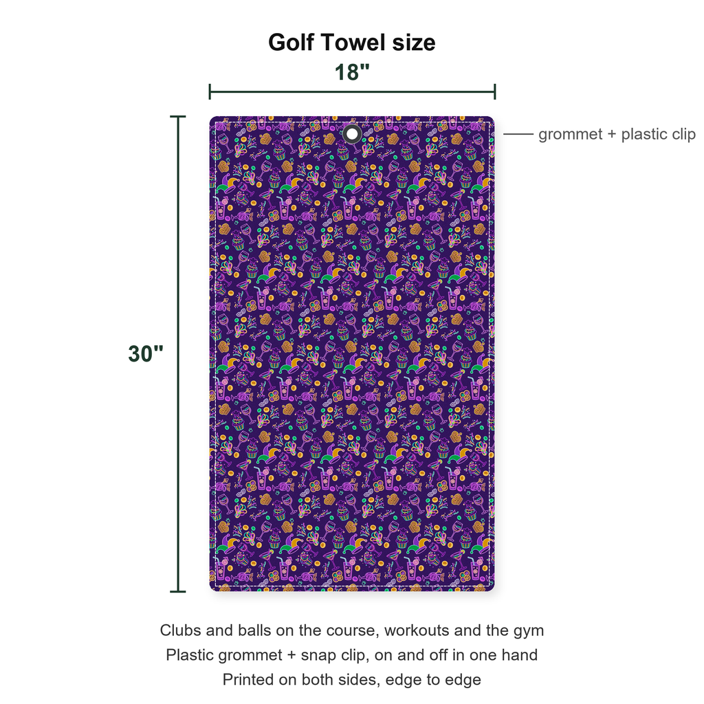 Carnival Glow Golf Towel - Size Chart