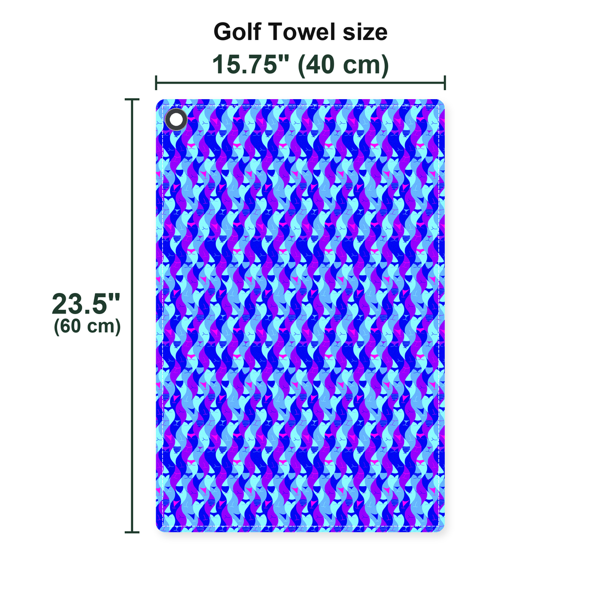 Cheek Peek Golf Towel - Size Chart