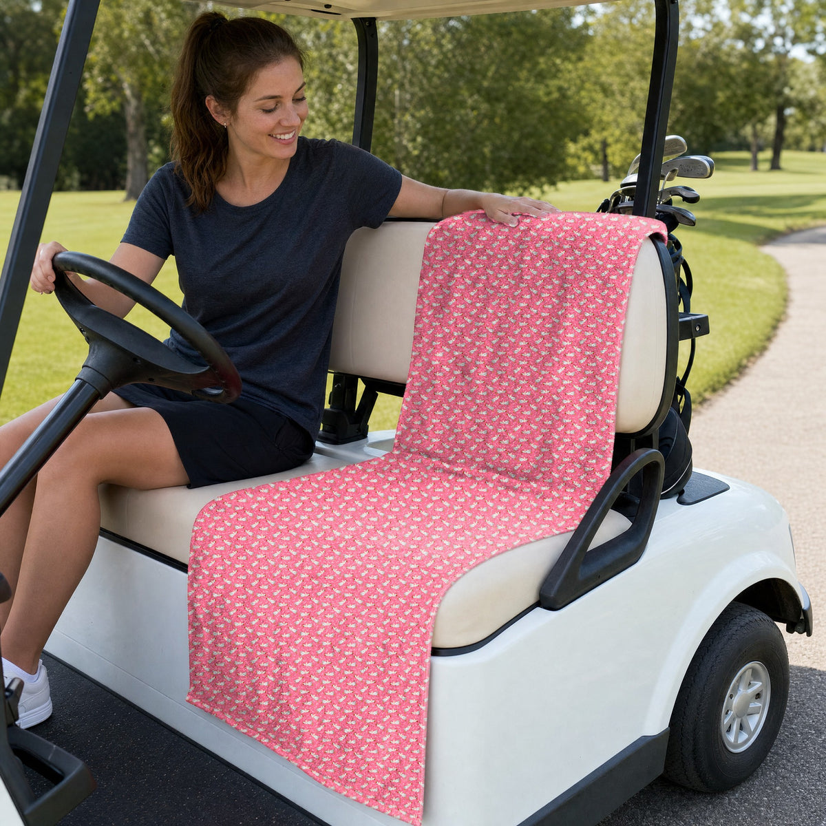 Choking The Chicken Full-Size Towel & Car Seat Cover - On a Golf Cart Seat