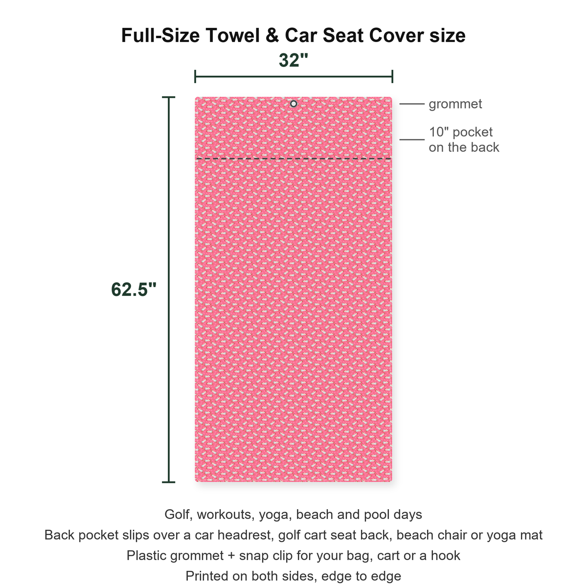 Choking The Chicken Full-Size Towel & Car Seat Cover - Size Chart
