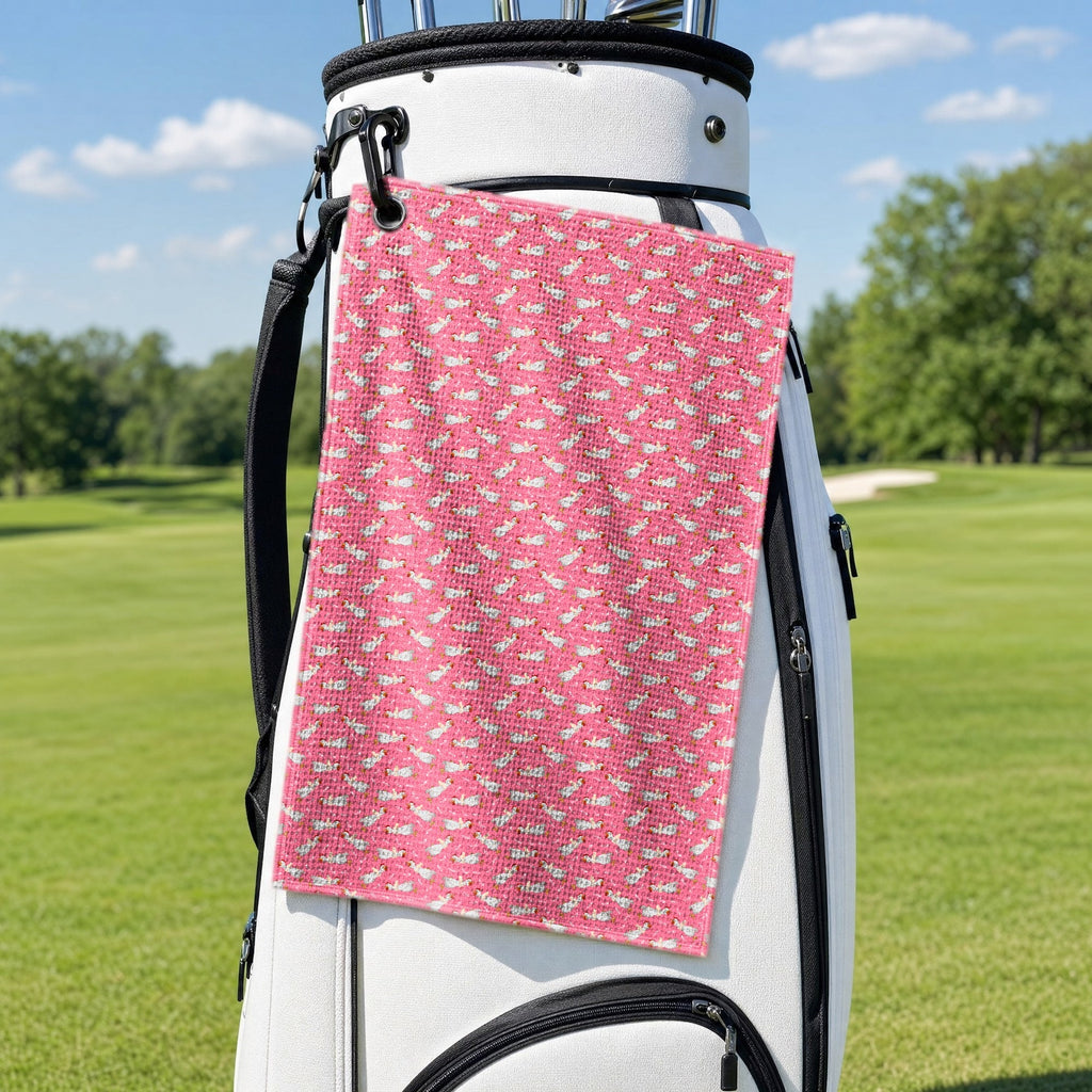 Choking The Chicken Golf Towel - Hanging on a Golf Bag