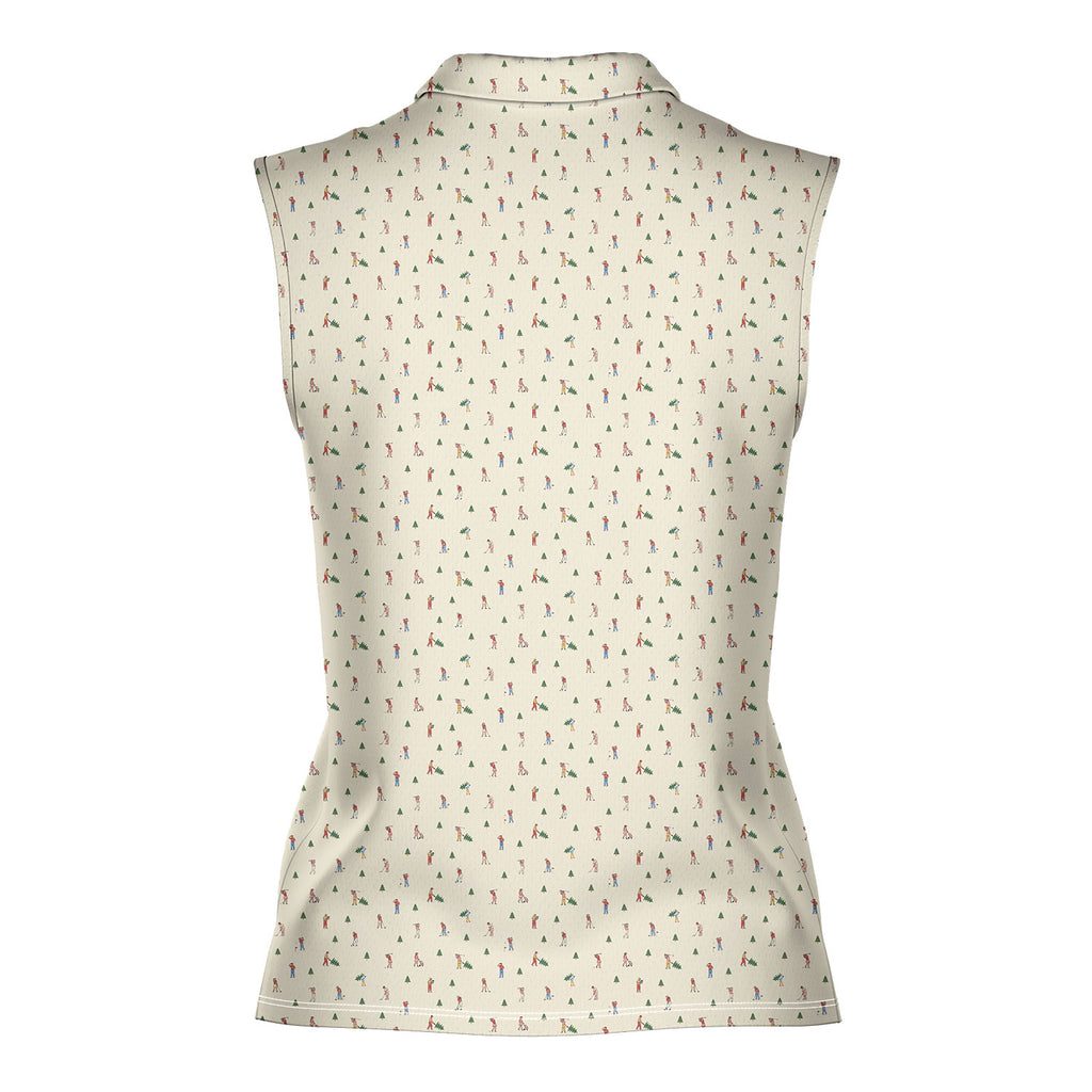 Christmas on the Course Women Sleeveless Polo Shirt - 3