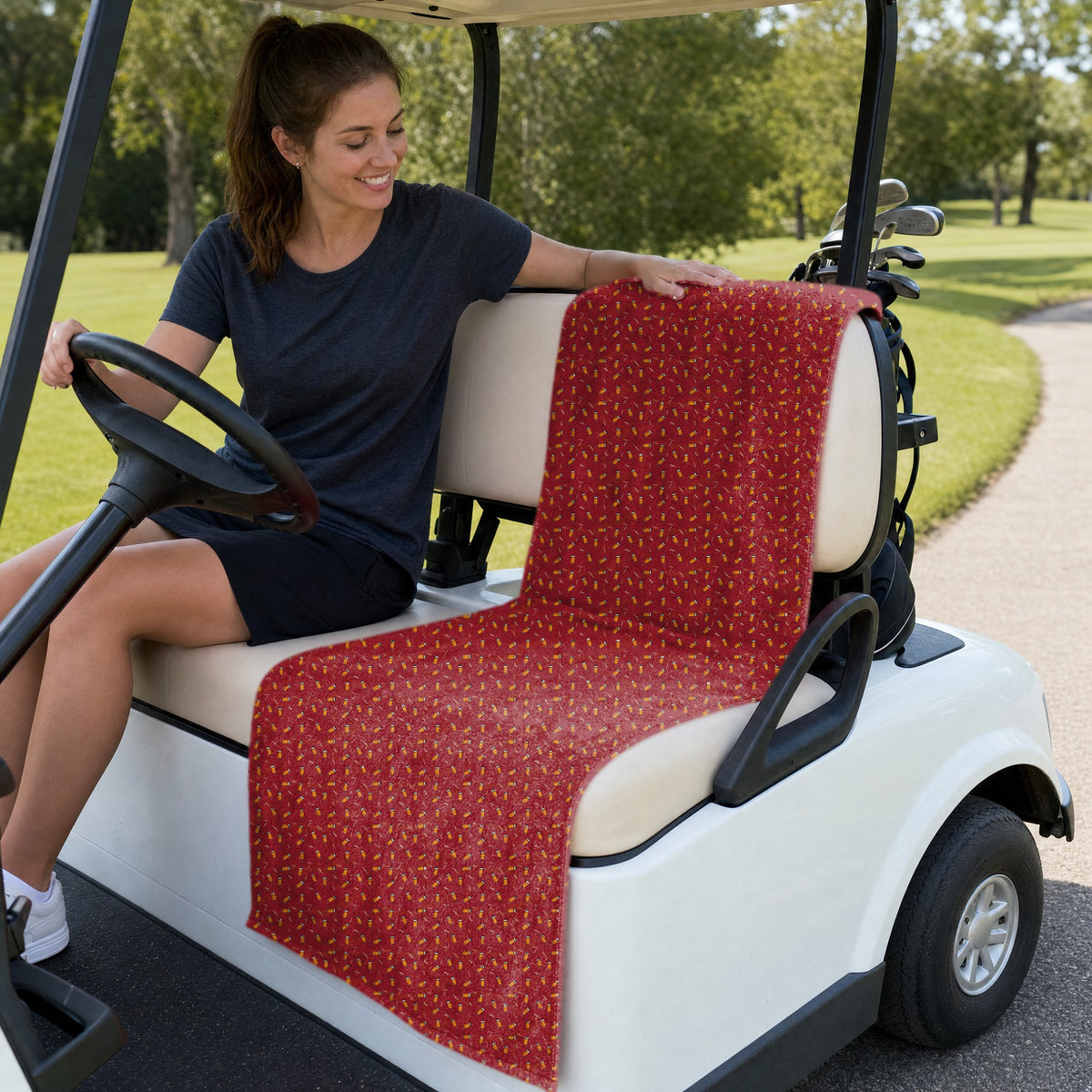 Cigarette Butts Full-Size Towel & Car Seat Cover - On a Golf Cart Seat