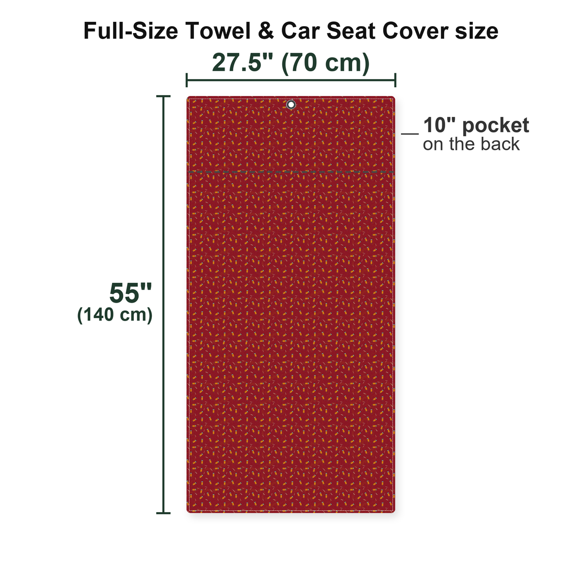Cigarette Butts Full-Size Towel & Car Seat Cover - Size Chart