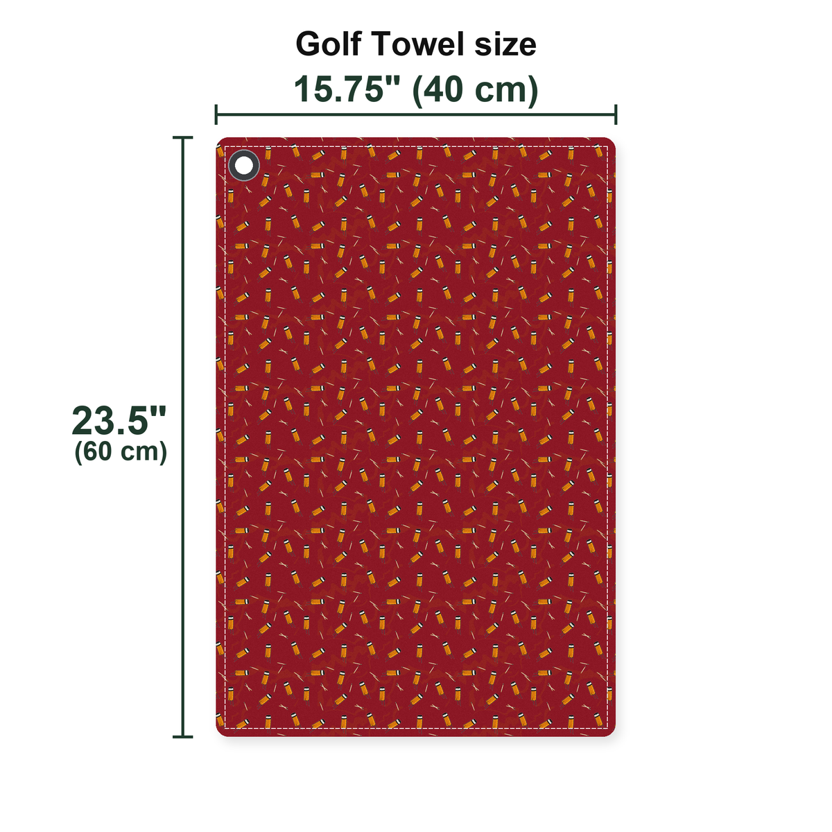 Cigarette Butts Golf Towel - Size Chart