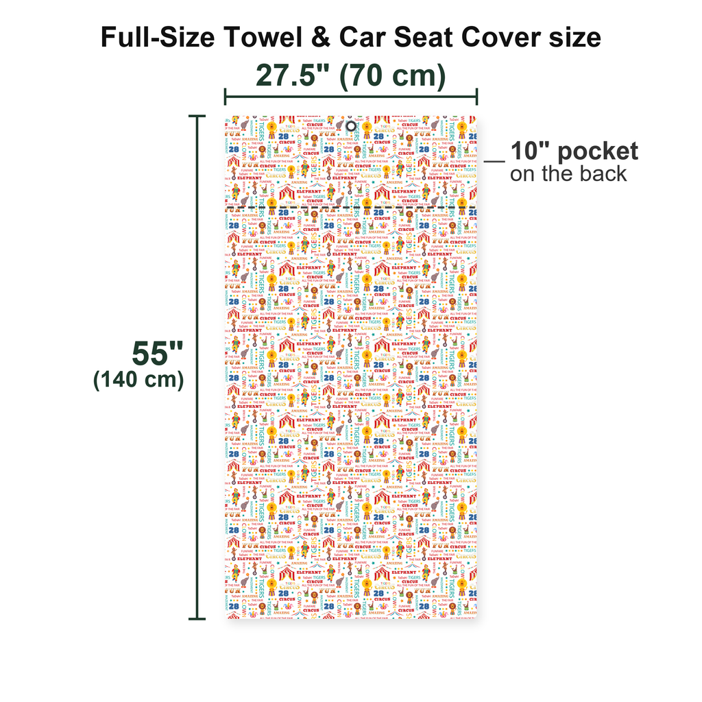 Circus All The Fun Of Fare Full-Size Towel & Car Seat Cover - Size Chart