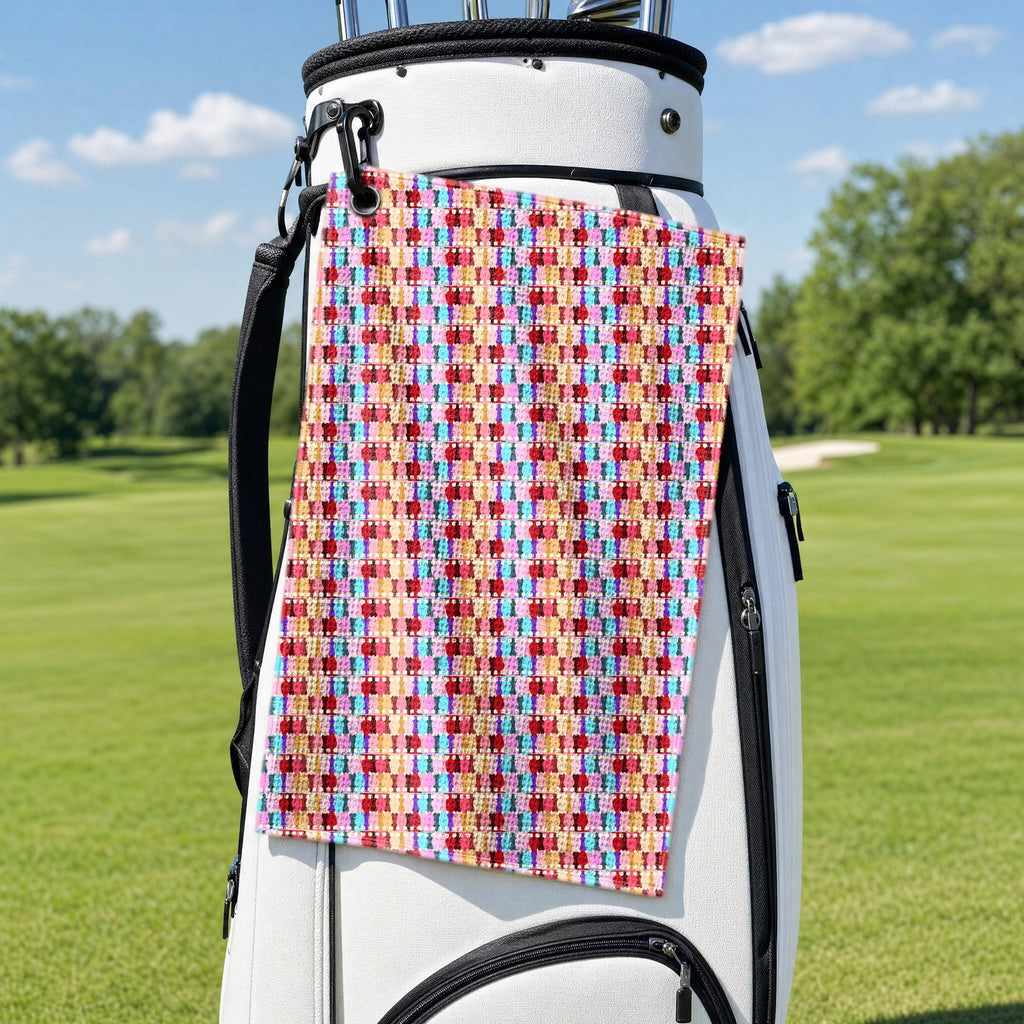 Colorful Butt Plug Golf Towel - Hanging on a Golf Bag