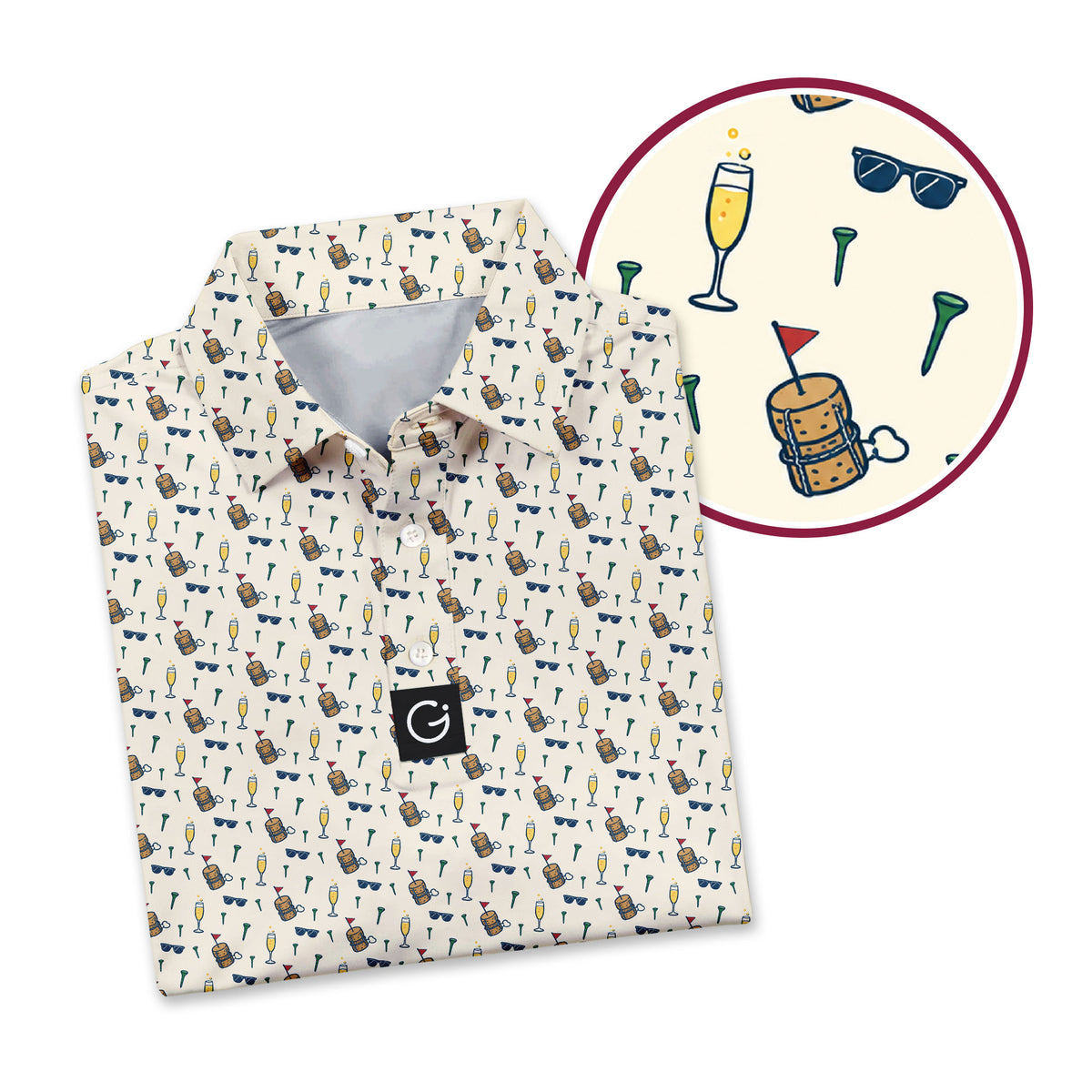 Cork Pin Toast Polo Shirt For Men - Detail Close-up