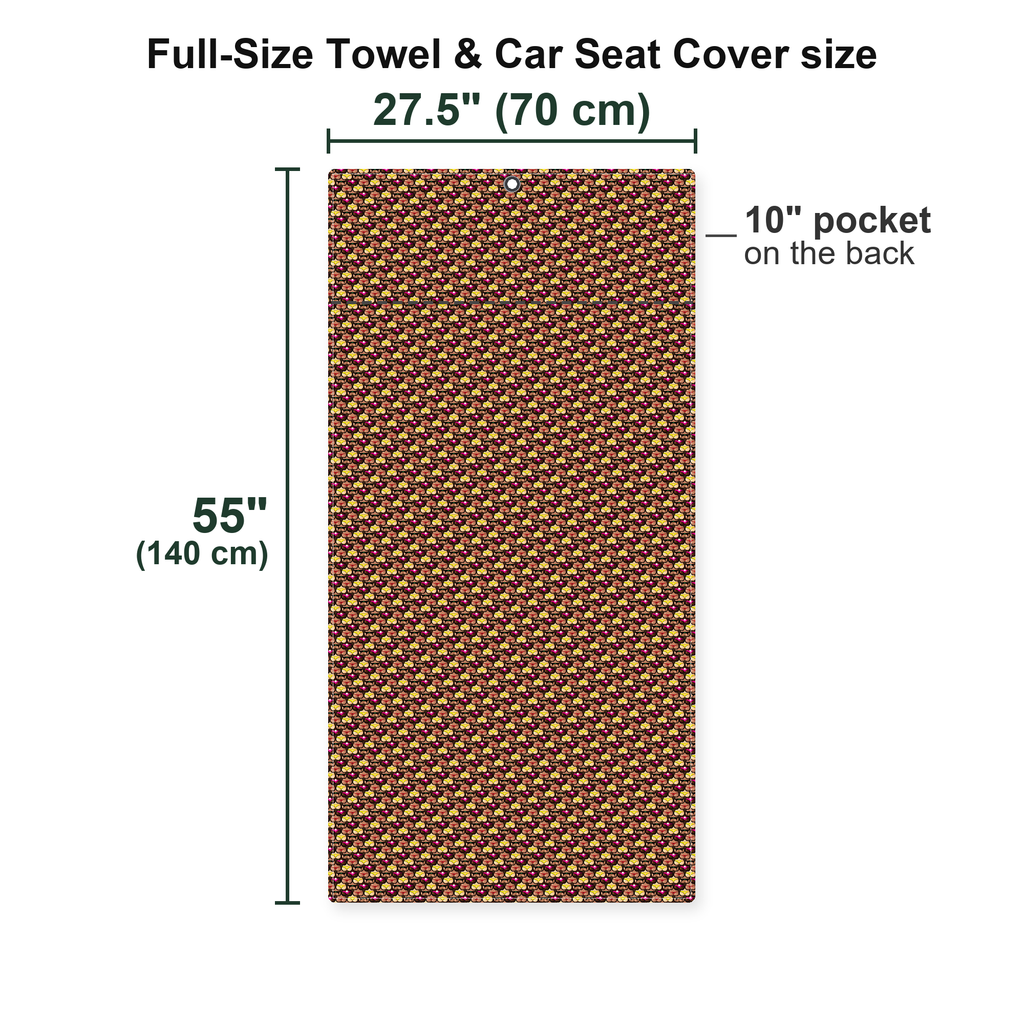Cute Booty Full-Size Towel & Car Seat Cover - Size Chart