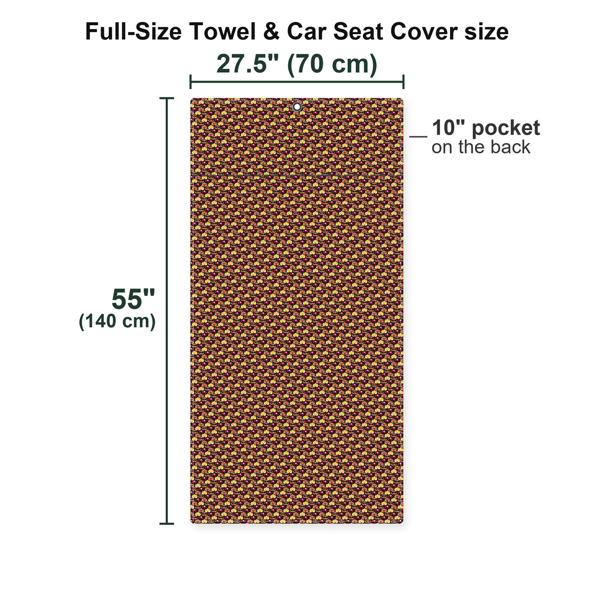 Cute Booty Full-Size Towel & Car Seat Cover - Size Chart