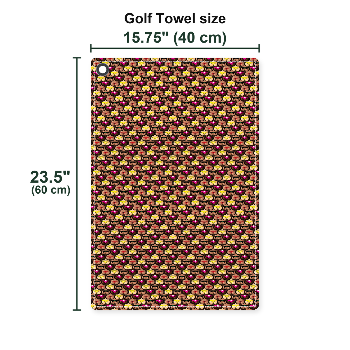 Cute Booty Golf Towel - Size Chart