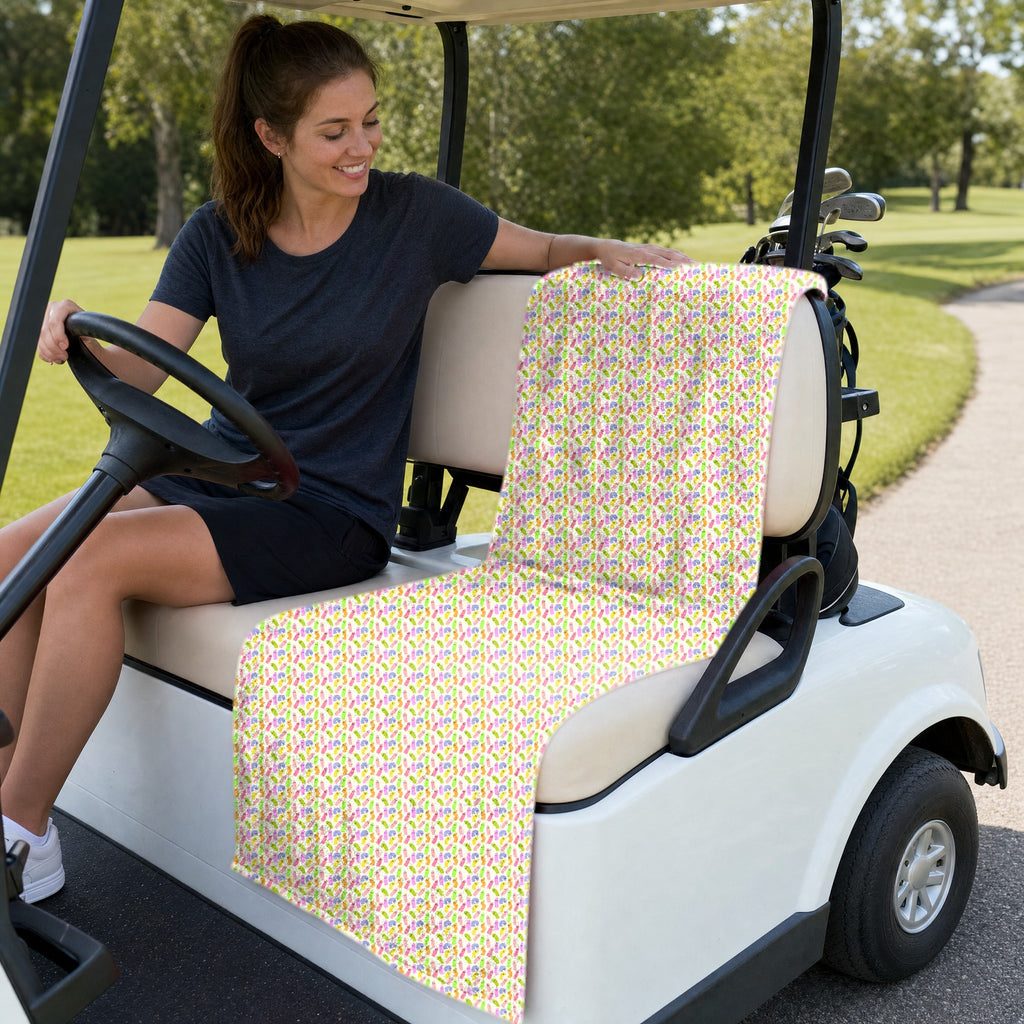 Cute Raincoat Full-Size Towel & Car Seat Cover - On a Golf Cart Seat