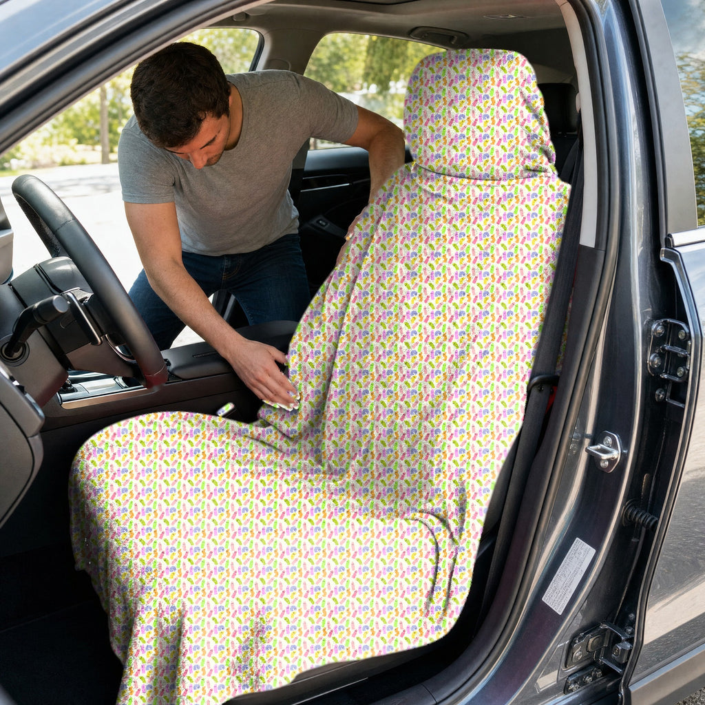 Cute Raincoat Full-Size Towel & Car Seat Cover - In the Car