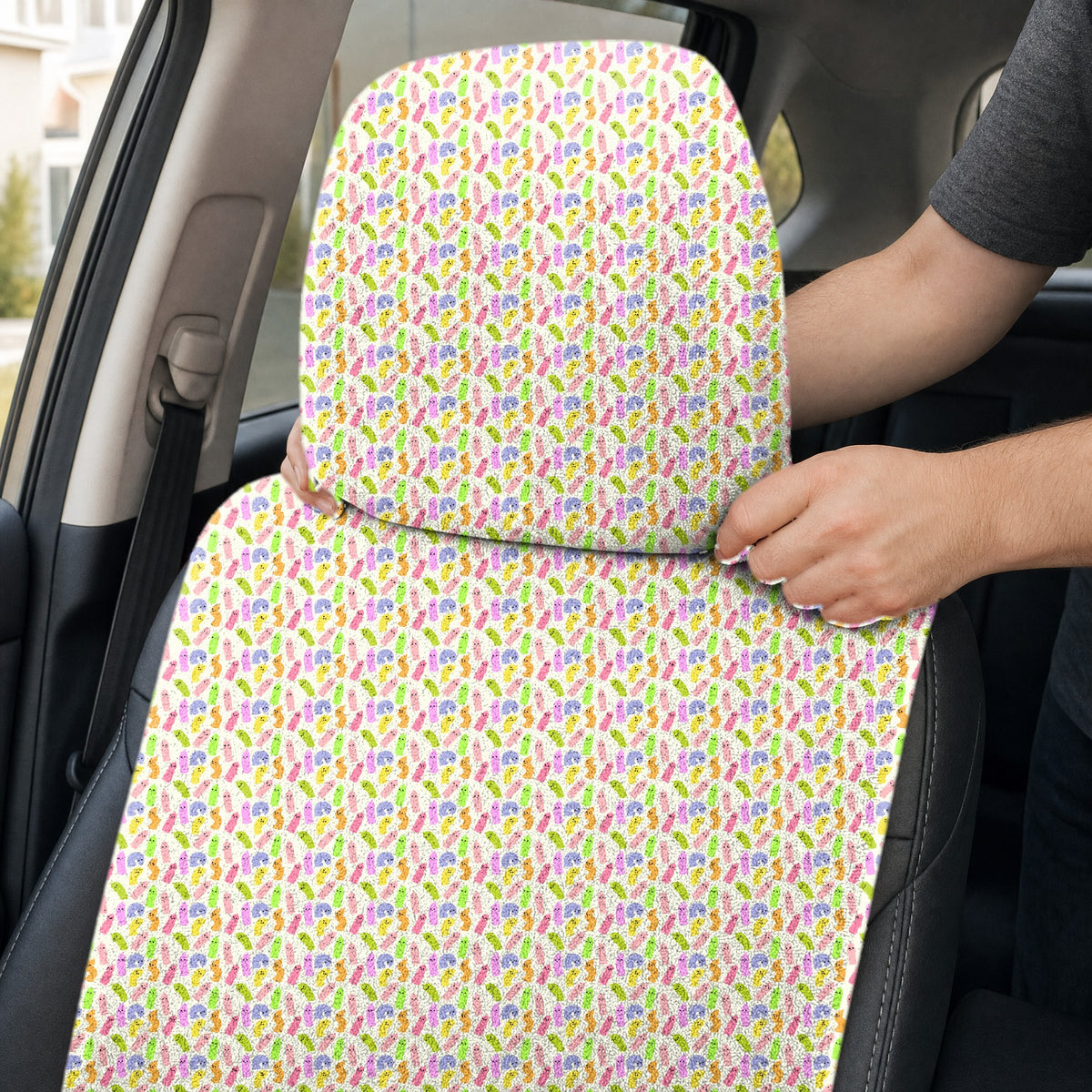 Cute Raincoat Full-Size Towel & Car Seat Cover - Headrest Pocket
