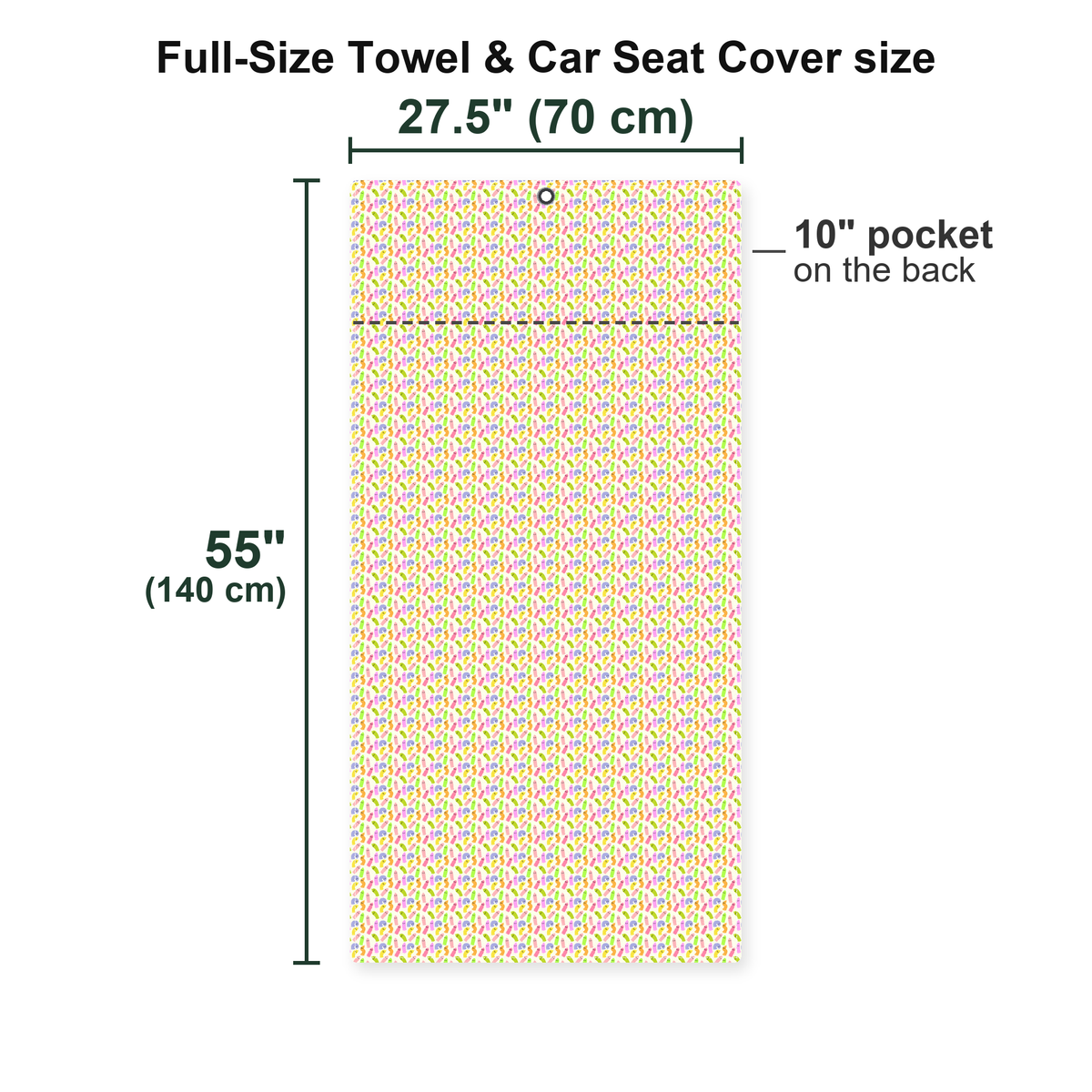 Cute Raincoat Full-Size Towel & Car Seat Cover - Size Chart