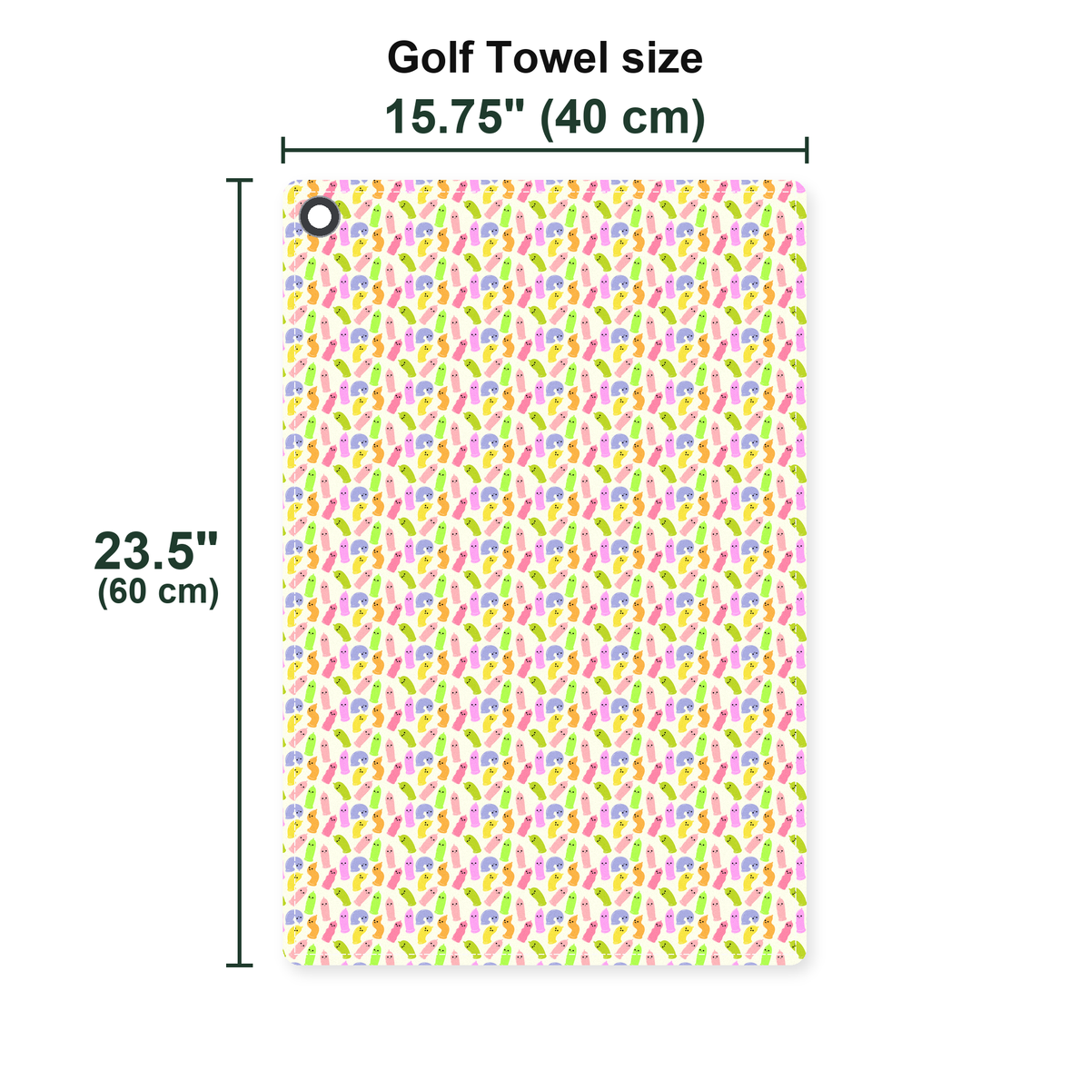 Cute Raincoat Golf Towel - Size Chart