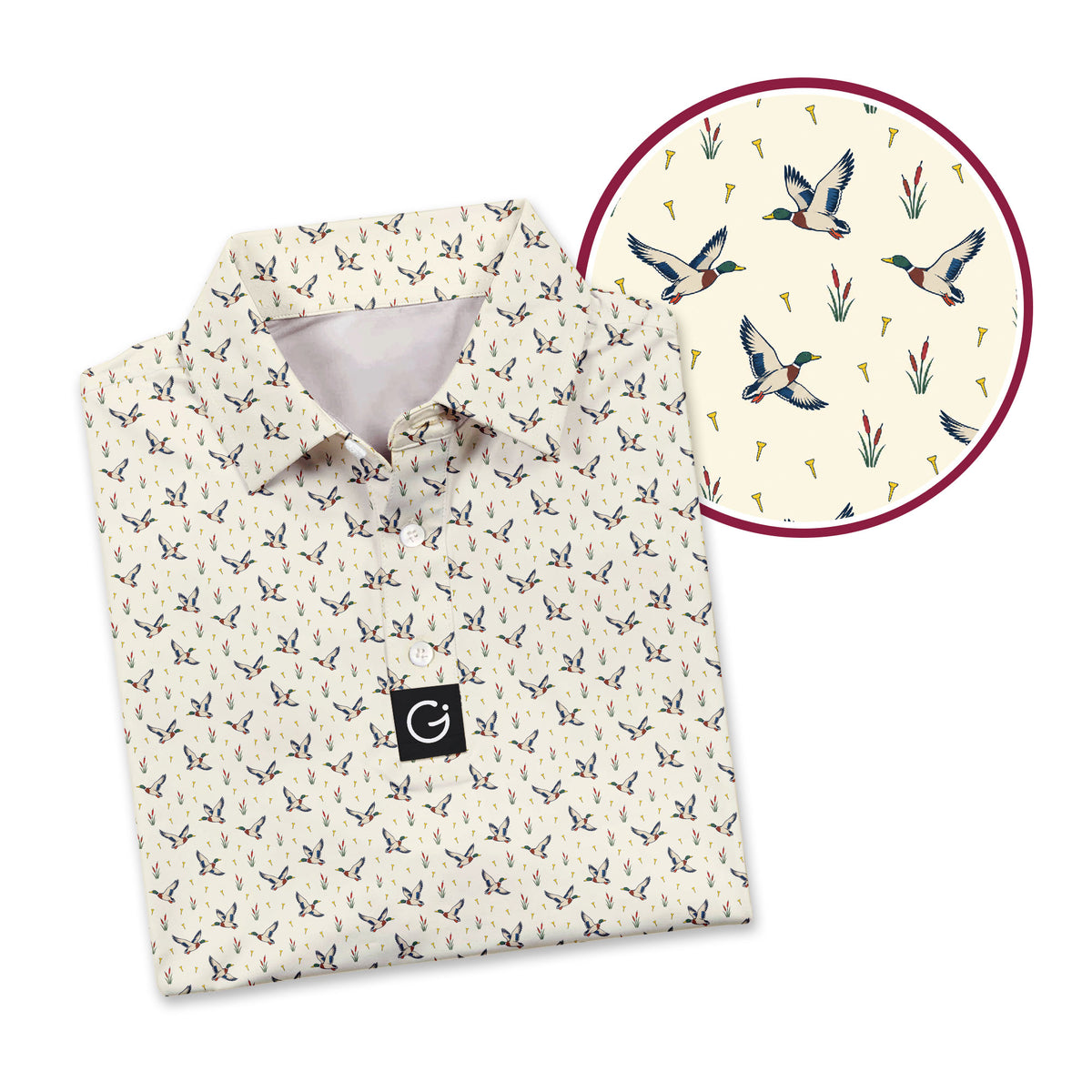 Dawn Flight Pond Polo Shirt For Men - Detail Close-up