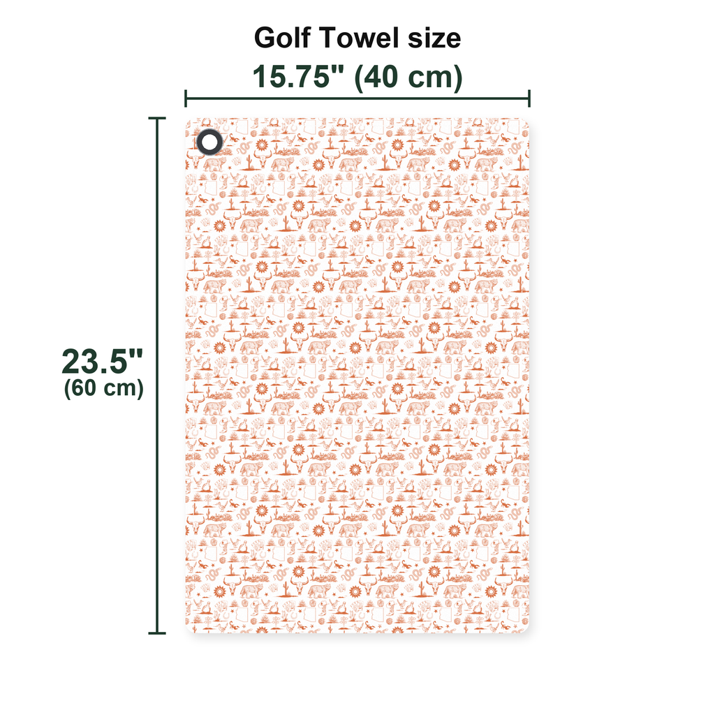 Desert Born Golf Towel - Size Chart