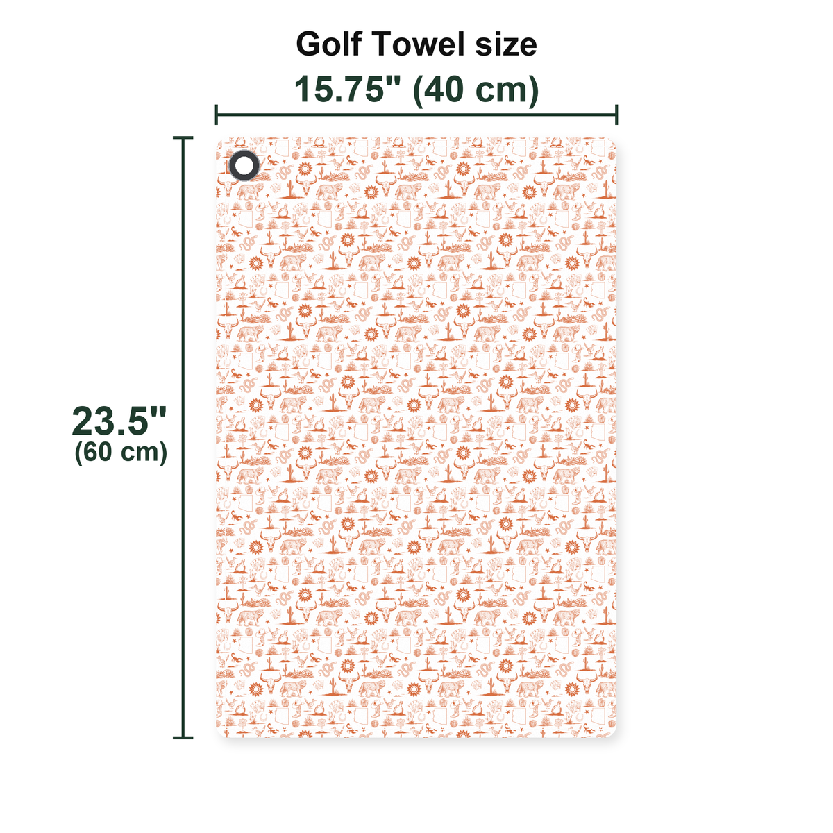 Desert Born Golf Towel - Size Chart