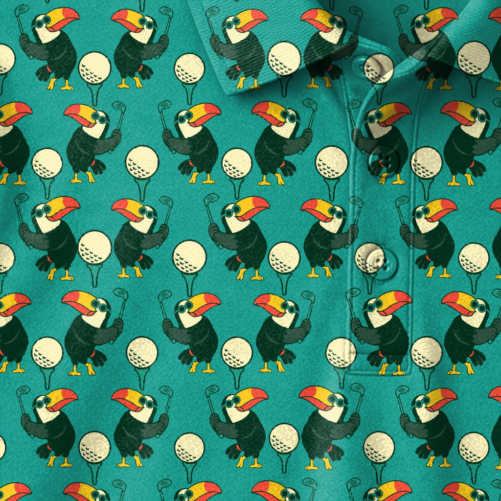 Toucan Tee Time Youth Golf Polo - Detail Close-up