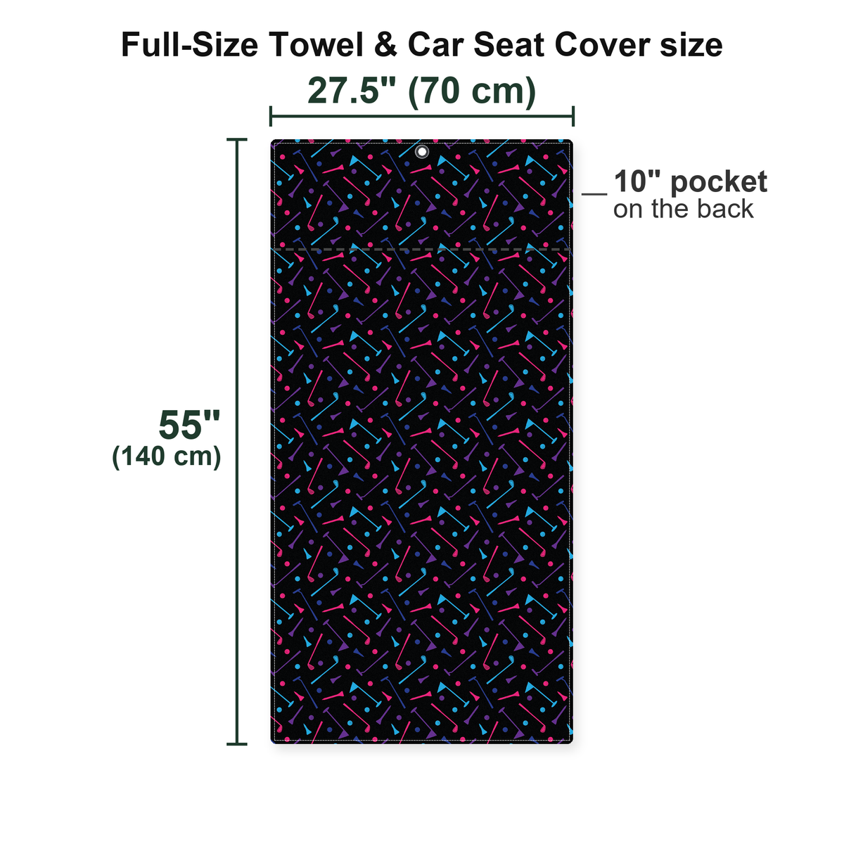 Dings Golf Full-Size Towel & Car Seat Cover - Size Chart