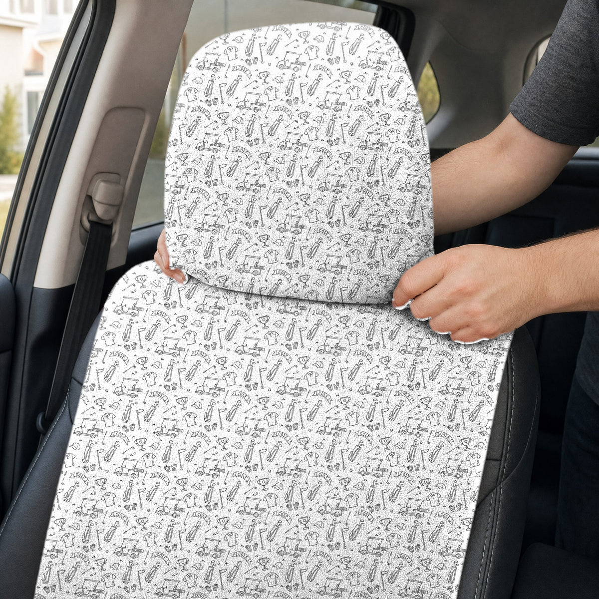 Doodle Golf Full-Size Towel & Car Seat Cover - Headrest Pocket