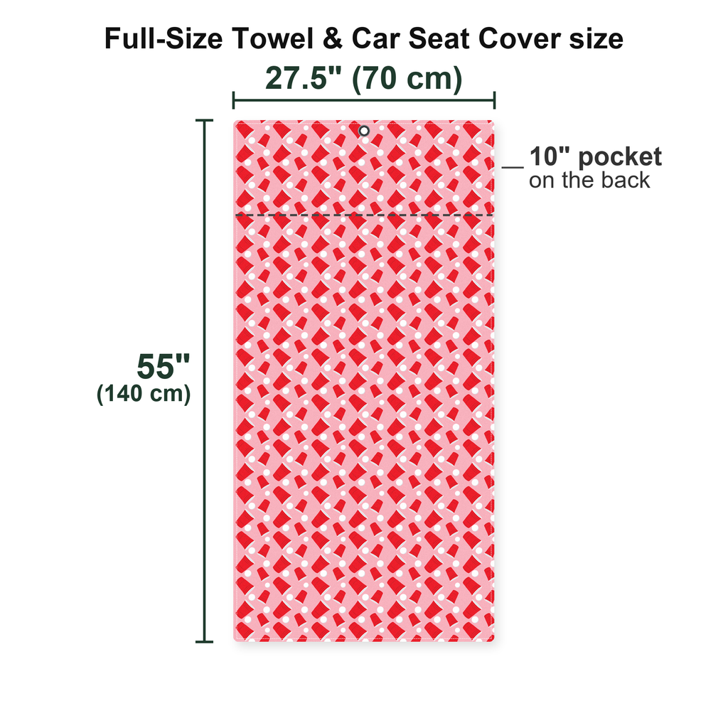 Drinkers Cup Red Solo Cup Full-Size Towel & Car Seat Cover - Size Chart