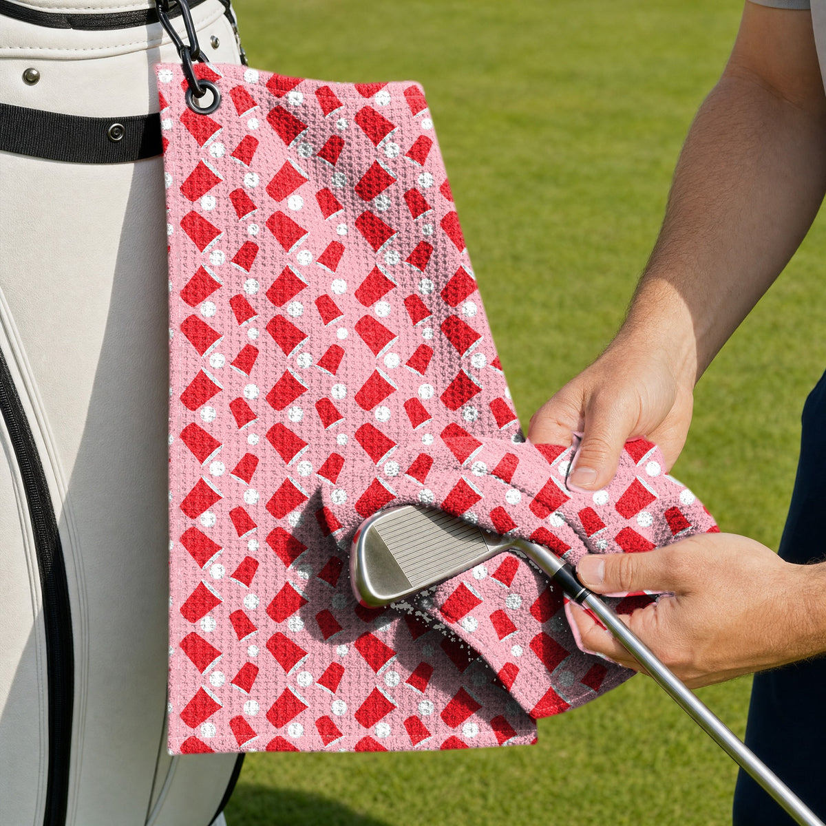 Drinkers Cup Red Solo Cup Golf Towel - Cleaning a Club