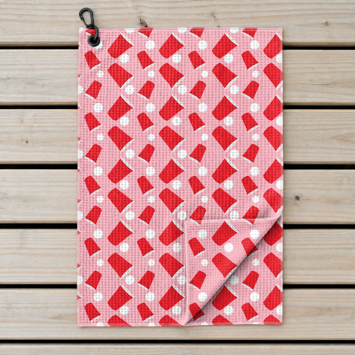 Drinkers Cup Red Solo Cup Golf Towel - Laid Flat