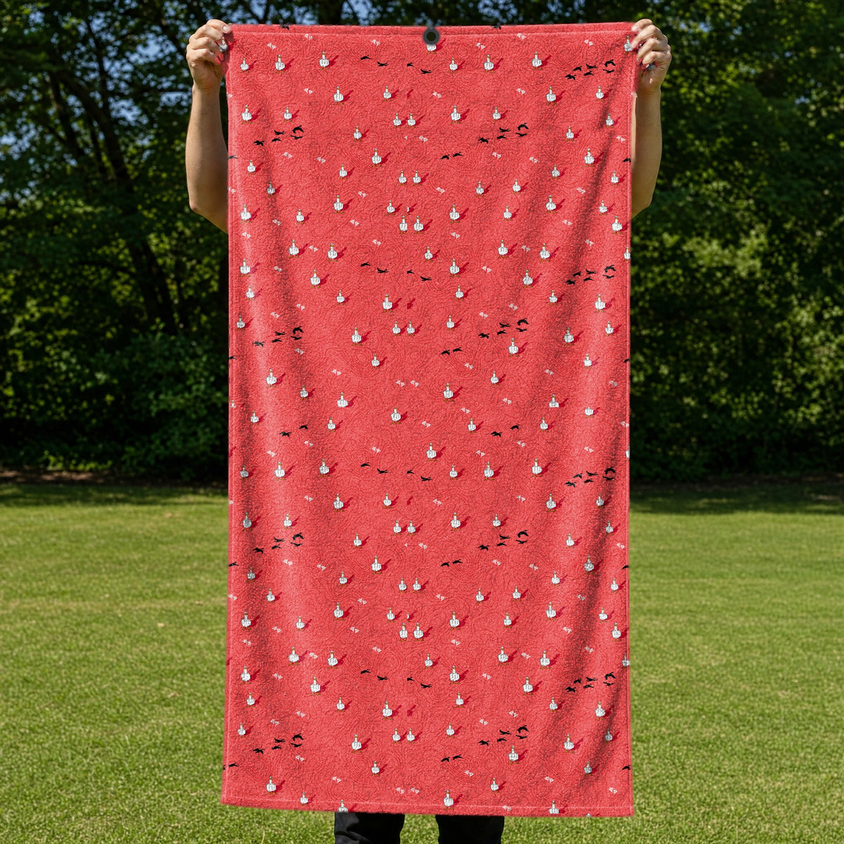 Duck You Full-Size Towel & Car Seat Cover - Held Open