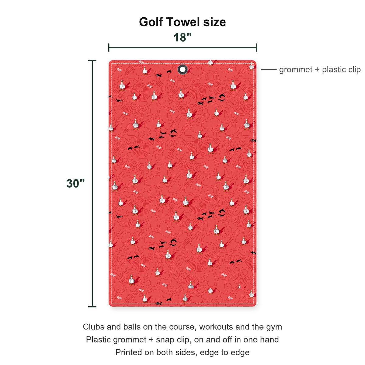 Duck You Golf Towel - Size Chart