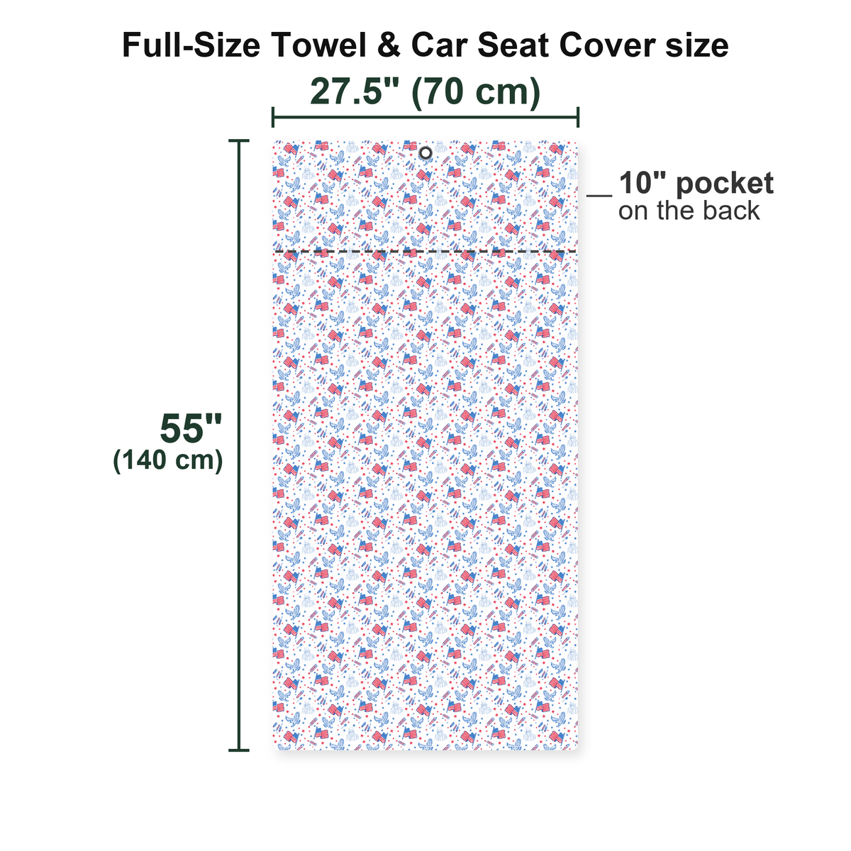 Eagle Spirit Full-Size Towel & Car Seat Cover - Size Chart