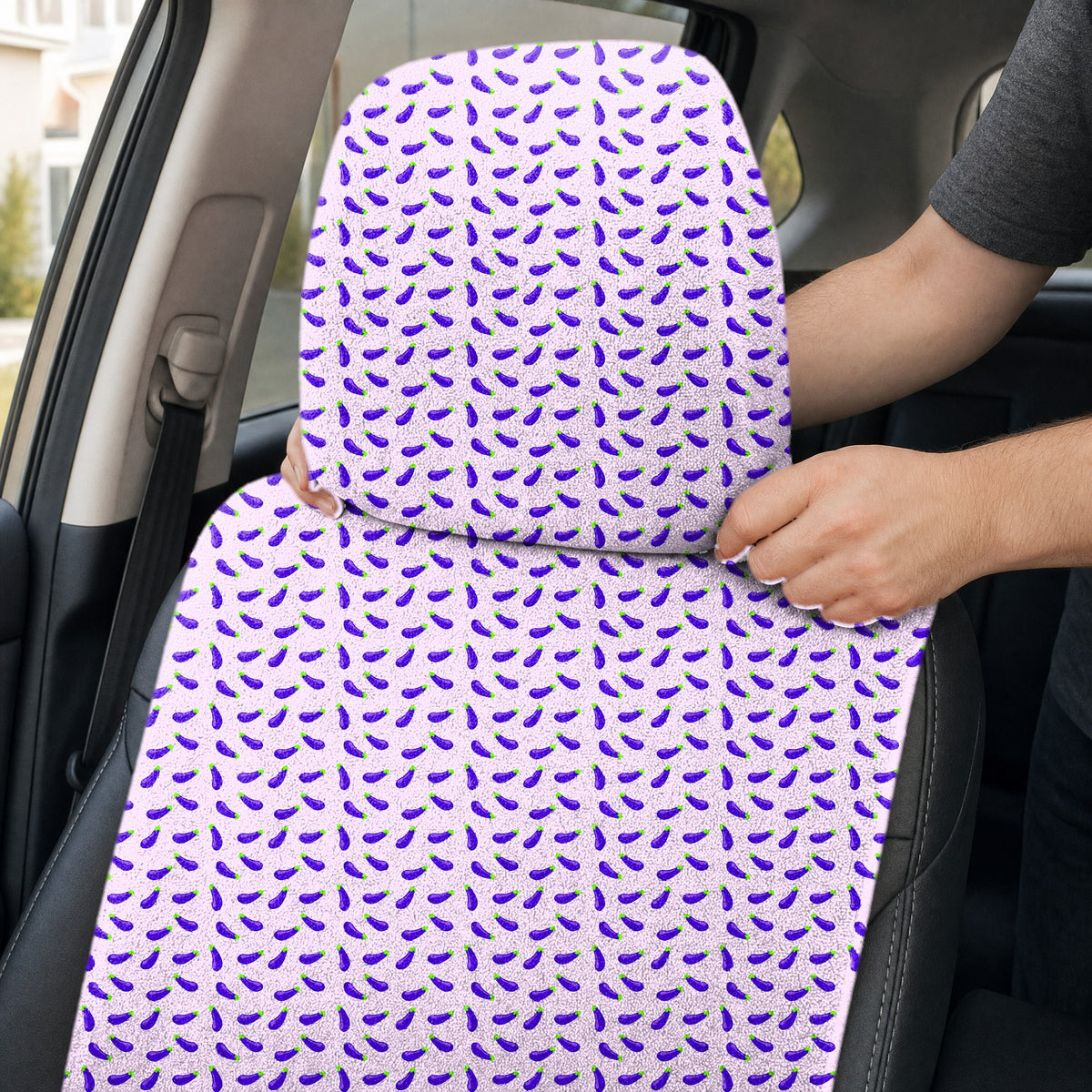 Eggplant Full-Size Towel & Car Seat Cover - Headrest Pocket