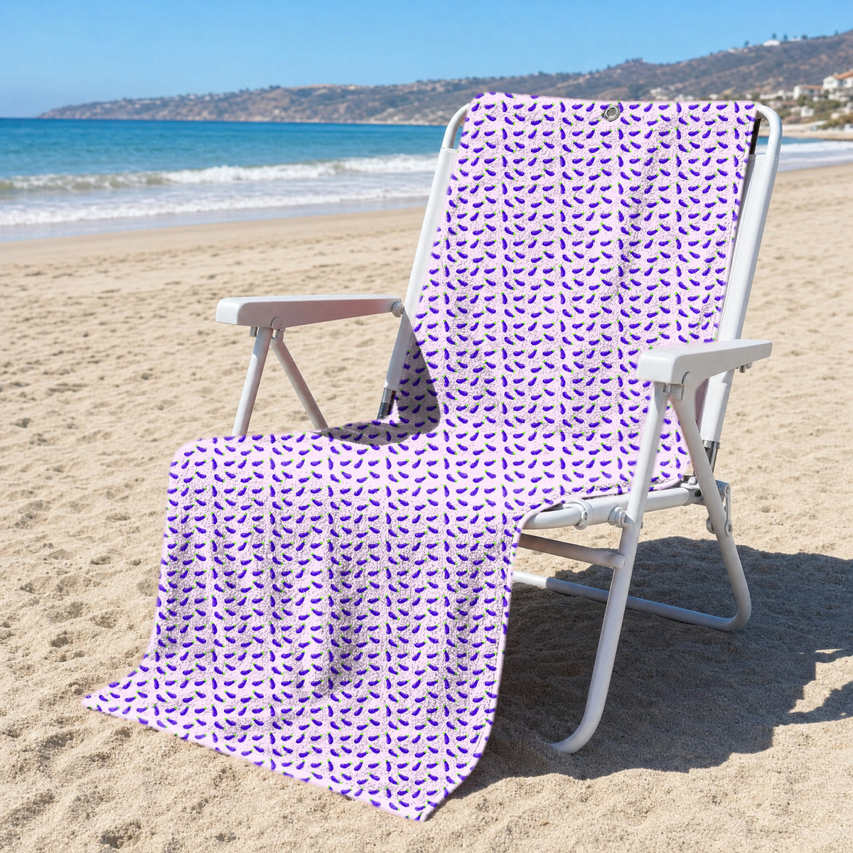 Eggplant Full-Size Towel & Car Seat Cover - On a Beach Chair