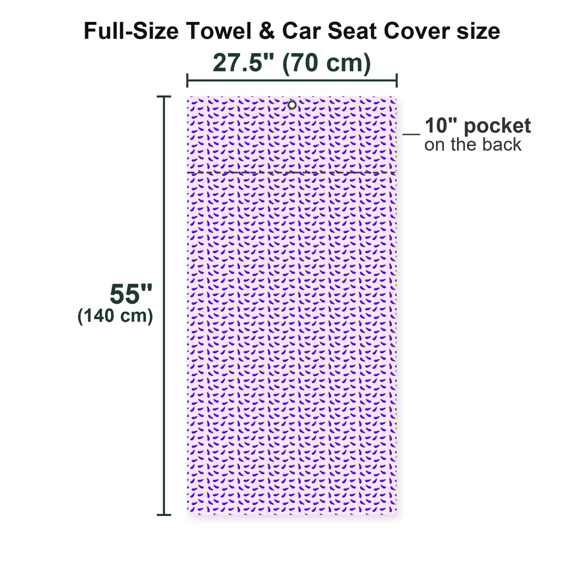 Eggplant Full-Size Towel & Car Seat Cover - Size Chart