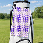 Eggplant Golf Towel - Hanging on a Golf Bag