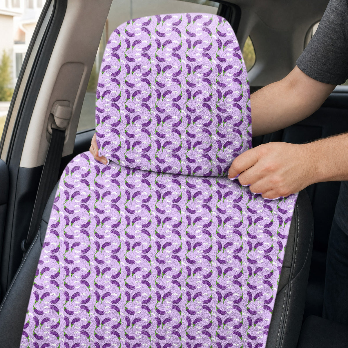 Eggplant Is Filled With Milk Full-Size Towel & Car Seat Cover - Headrest Pocket