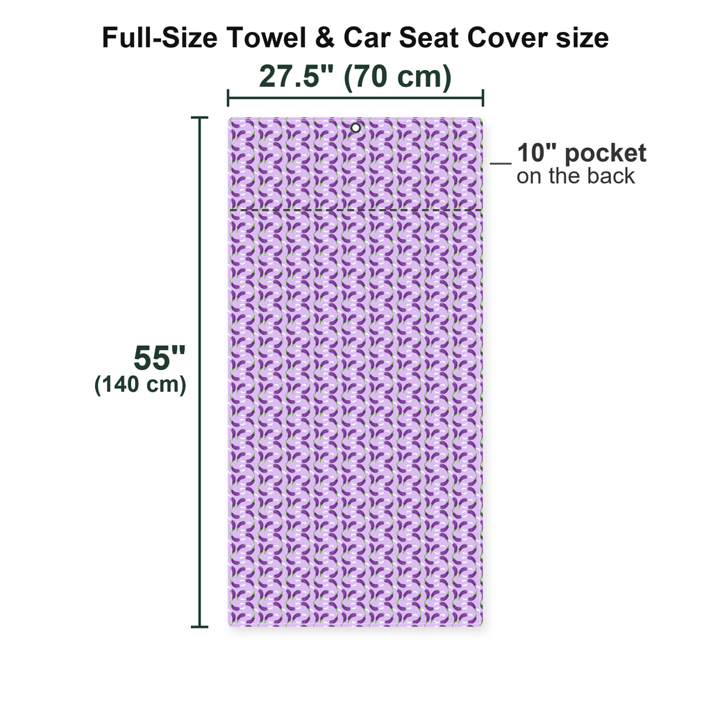 Eggplant Is Filled With Milk Full-Size Towel & Car Seat Cover - Size Chart