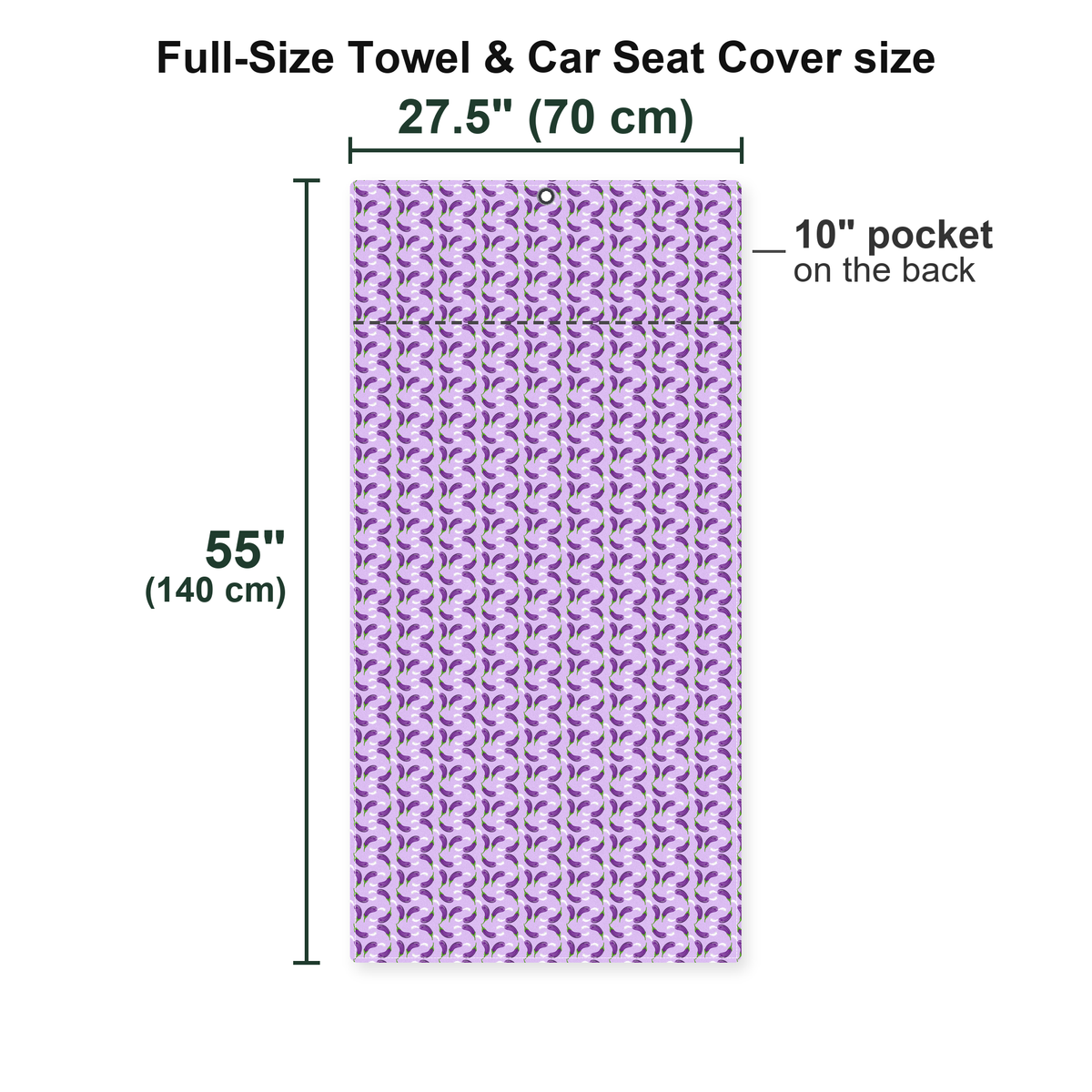 Eggplant Is Filled With Milk Full-Size Towel & Car Seat Cover - Size Chart