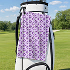 Eggplant Is Filled With Milk Golf Towel - Hanging on a Golf Bag
